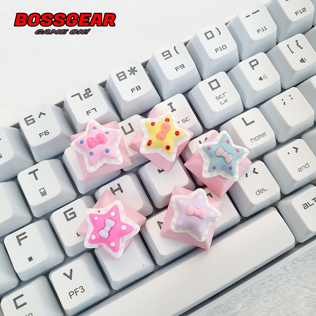 Keycap Lẻ hình ngôi sao nơ cực đẹp và dễ thương ( keycap resin độc lạ )( Keycap Artisan )