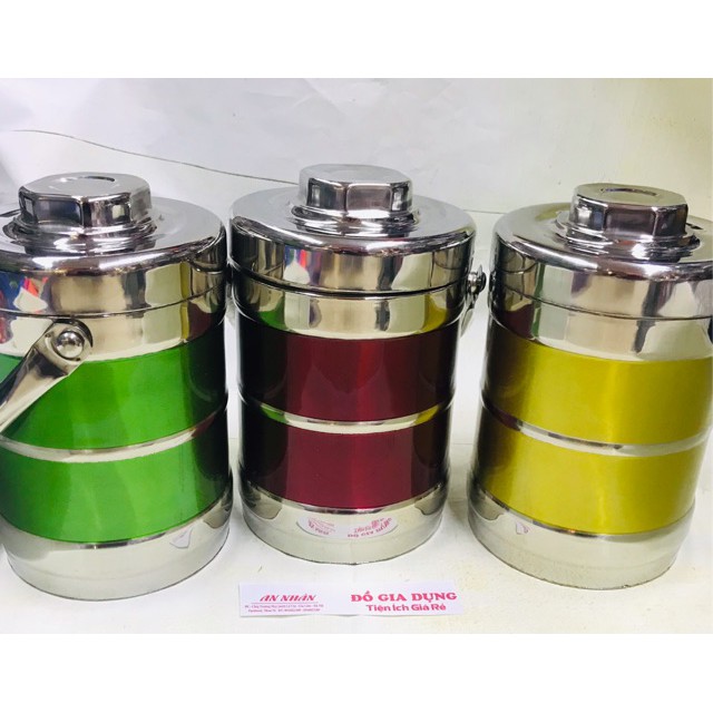 Cặp Lồng Inox Màu Dung Tích 2 Lít Cao Cấp