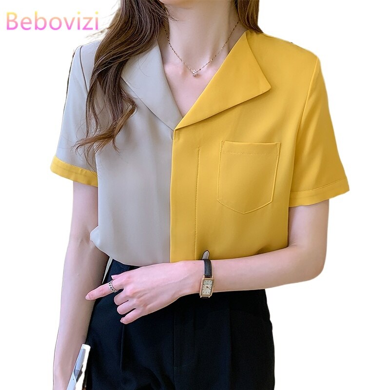 Áo Sơ Mi Ngắn Tay Phối Nút Thời Trang Mùa Hè 2021 Phong Cách Công Sở Cho Nữ