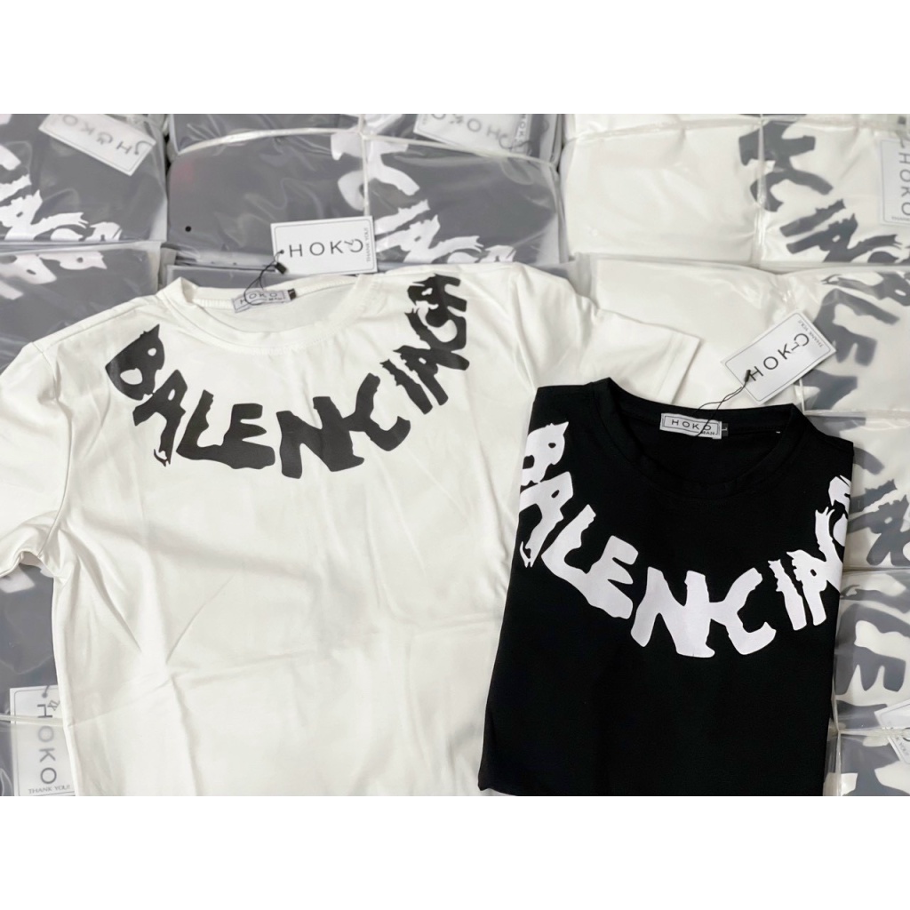 [FREE SHIP] ÁO THUN NAM CỔ TRÒN BALEN 2 MÀU TRẮNG- ĐEN