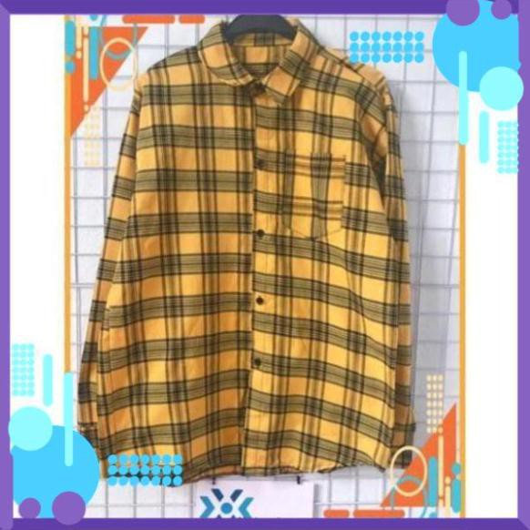 [Mặc Là Sang] Áo sơ mi caro flannel vàng ullzang ảnh thật shop chụp VV