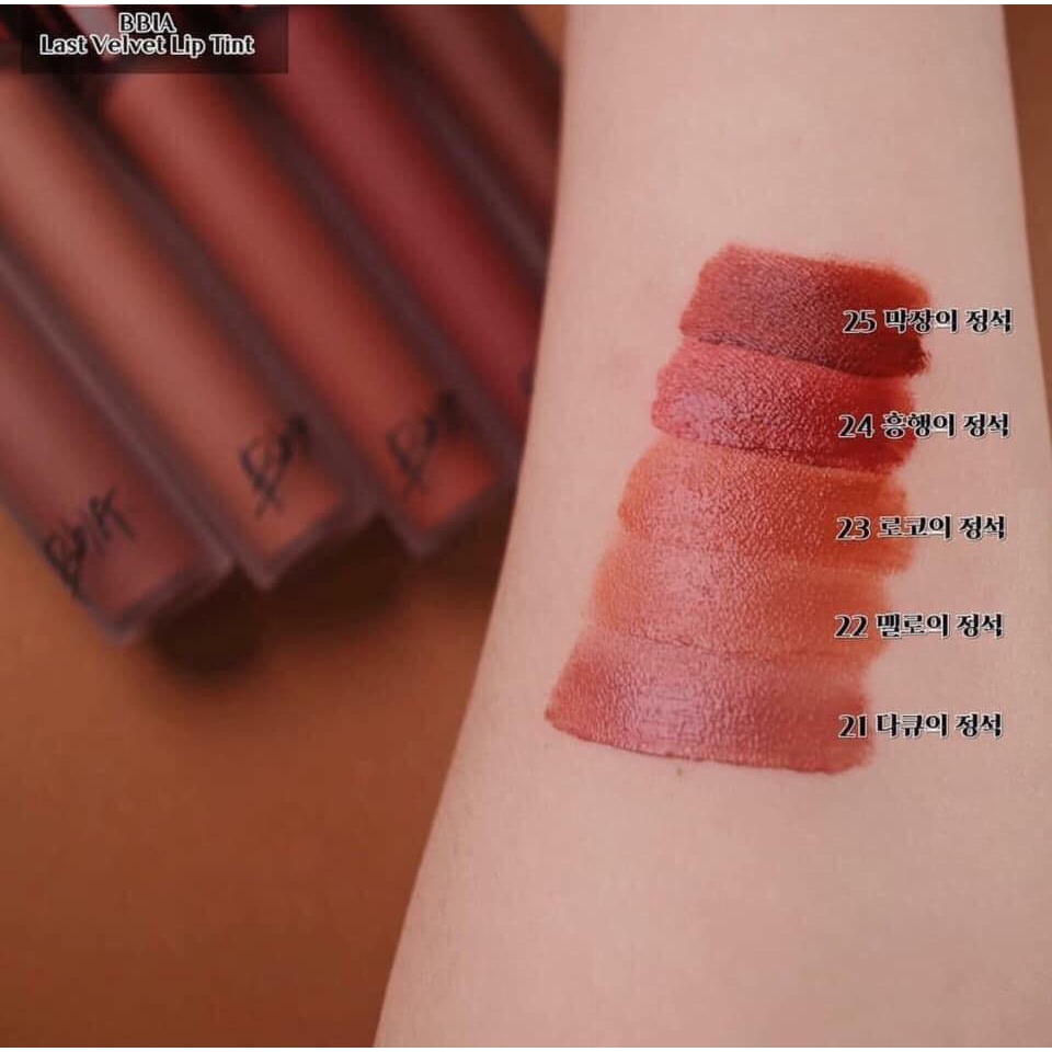 Son kem lì Bbia Last Velvet Lip Tint (đầy đủ 38 mã màu)