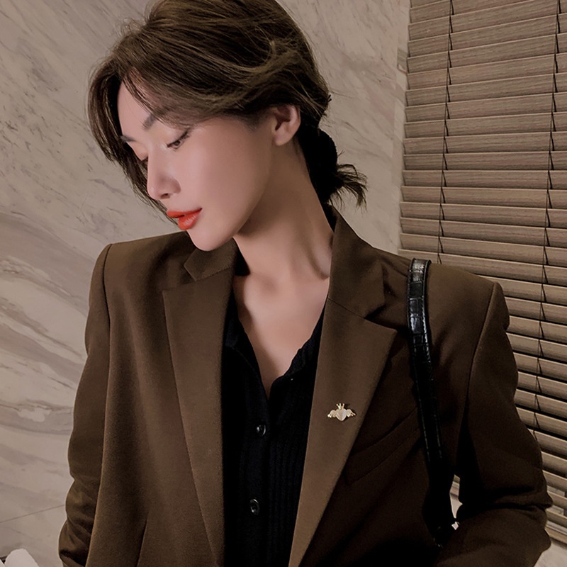 Trâm Cài Áo Trái Tim Vương Miện Cao Cấp Thời Trang Hàn Quốc