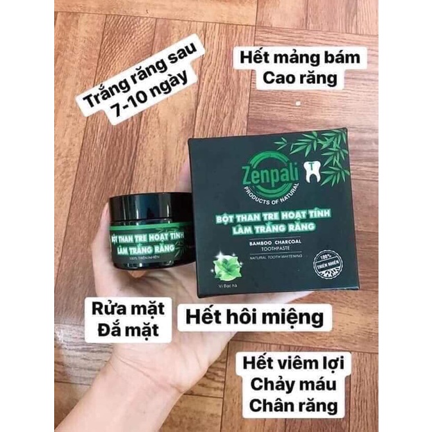Combo 2 hộp Bột than tre hoạt tính trắng răng zenpali - than trắng răng zenpali date mới nhất