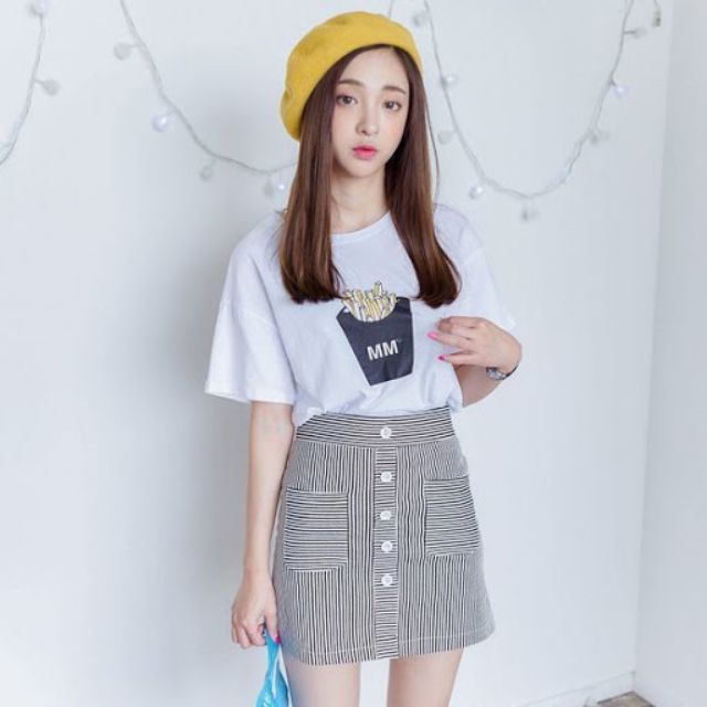 Chân váy A jean kẻ sọc xinh xắn