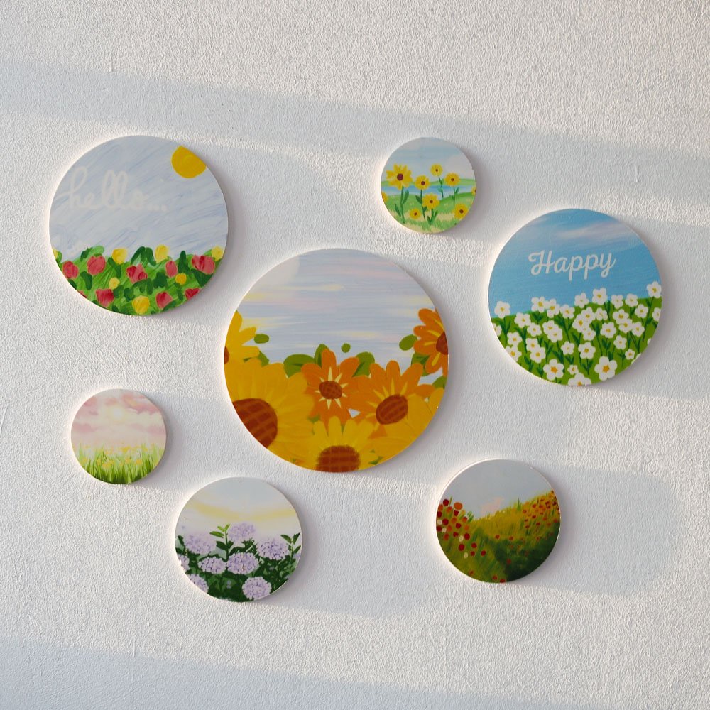 Set 7 Tranh Tròn Decor Dán Tường