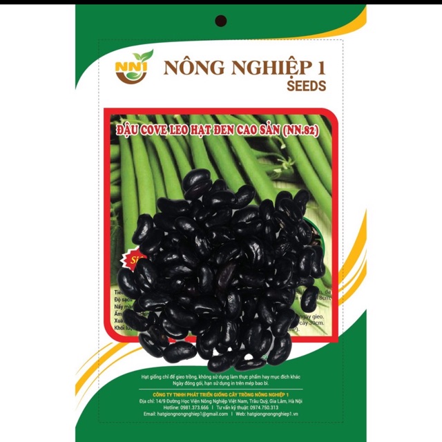 Hạt giống đậu côve leo hạt đen- gói 50gr