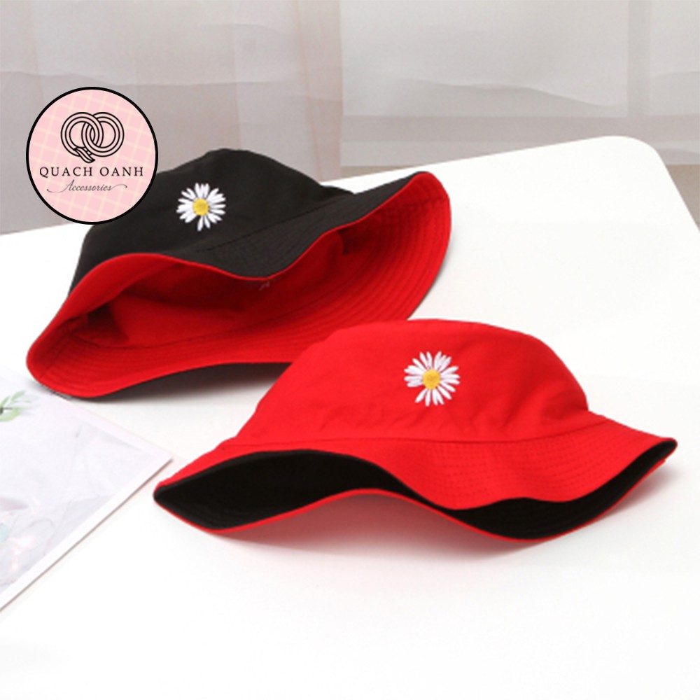 [Mã SKAMCLU8 giảm 10% cho đơn từ 100K] Mũ bucket tai bèo hai mặt vành rộng thêu hoa cúc unisex - MU55