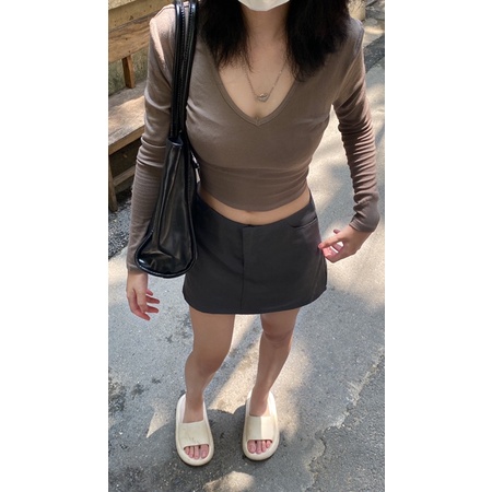 Chân váy kaki cạp thấp