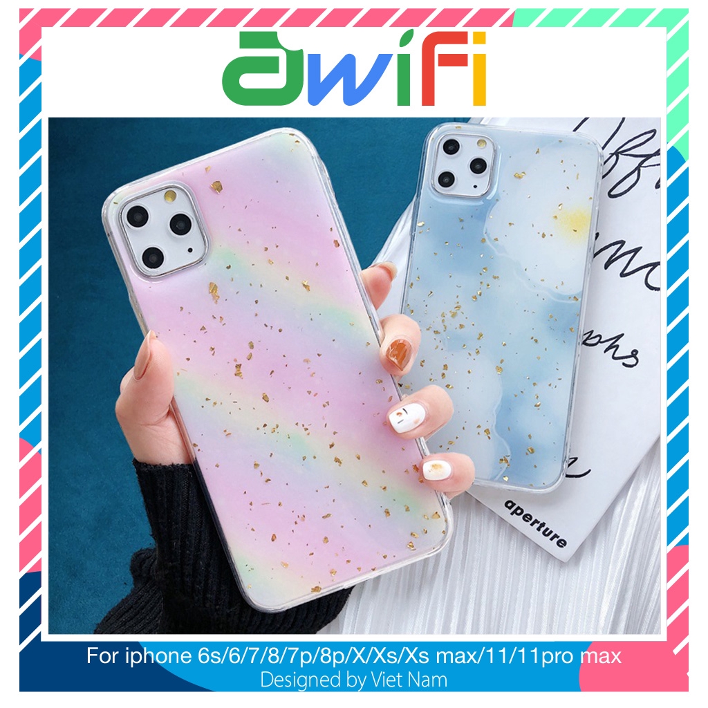 Ốp lưng iphone sắc màu kim tuyến 5/5s/6/6plus/6s/6splus/7/7plus/8/8plus/x/xr/xs/11/12/pro/max/plus/promax - Awifi B2-5
