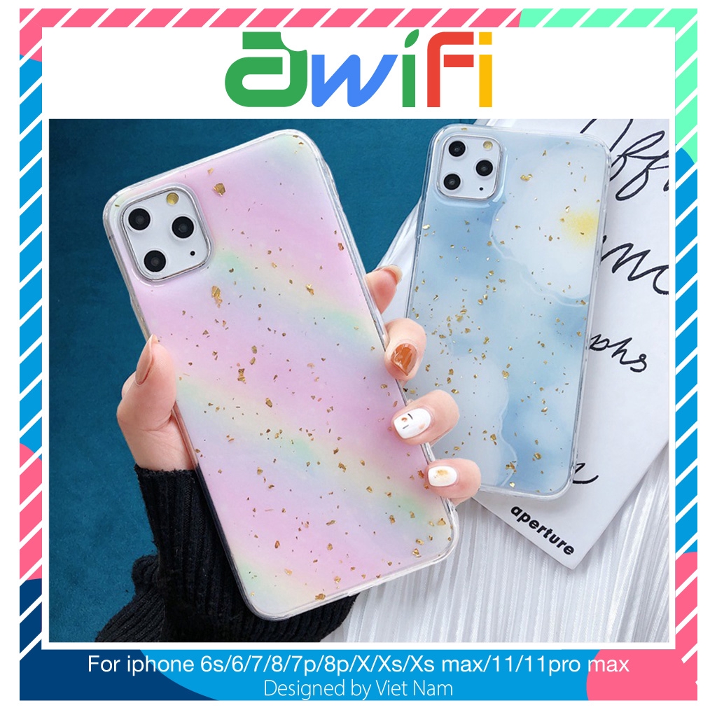 Ốp lưng iphone sắc màu kim tuyến 5/5s/6/6plus/6s/6splus/7/7plus/8/8plus/x/xr/xs/11/12/pro/max/plus/promax - Awifi B2-5