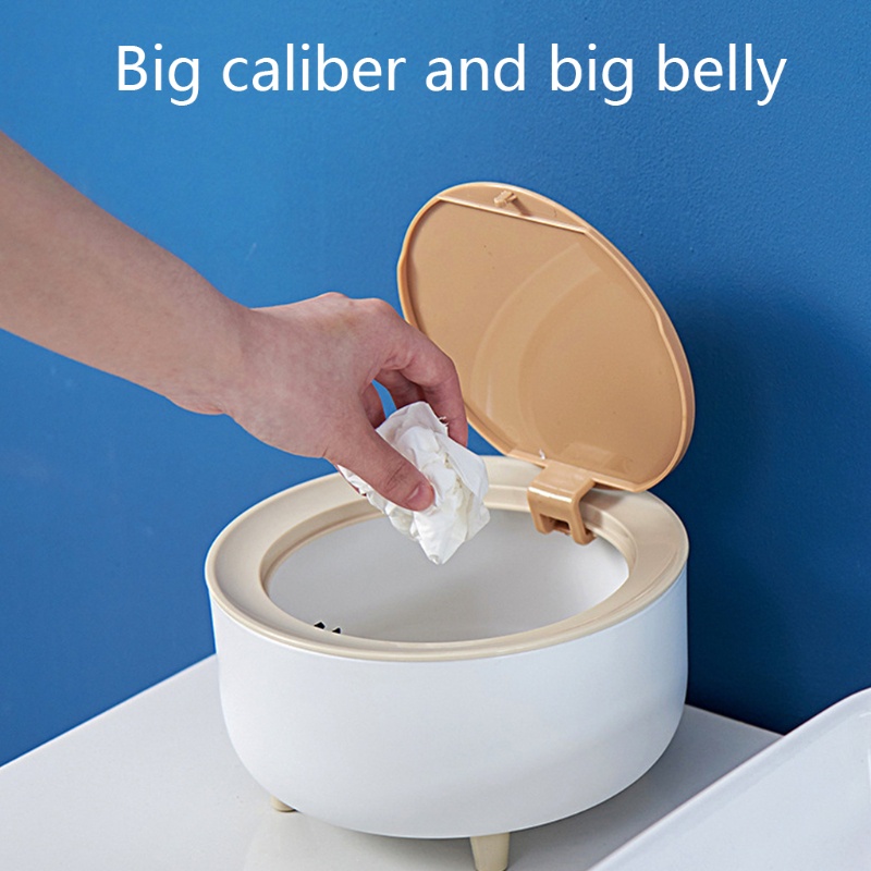 Thùng Rác Mini Có Nắp Ấn Bằng Nhựa Phong Cách Bắc Âu