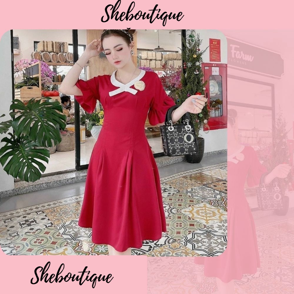 Đầm nữ baby, đầm nữ from xuông chất vải cao cấp 3 màu đỏ, vàng, xanh coban đủ size S M L SKUD-64