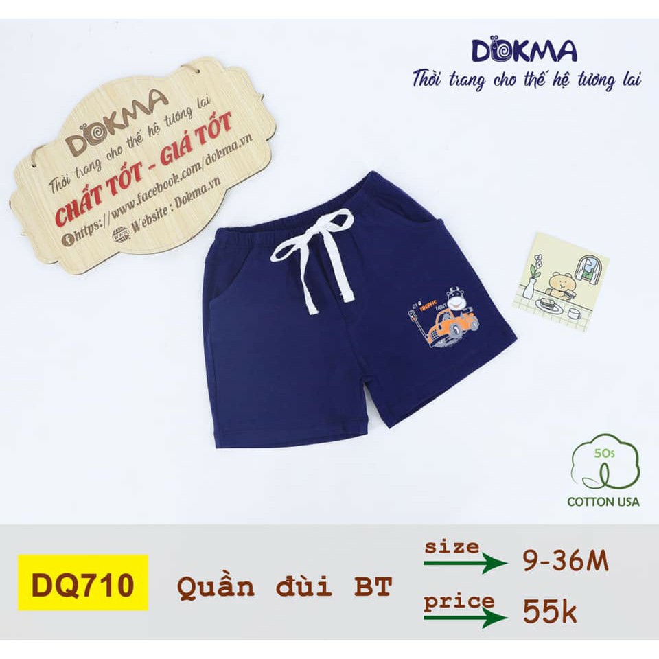 (6-&gt;12 tháng) Quần đùi bé trai DOKMA chất cotton Mỹ cao cấp (DQ710)