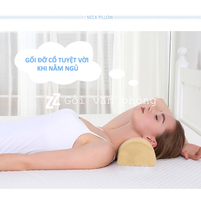 Gối bán nguyệt  dài kê lưng, chân cao su non GLN-02