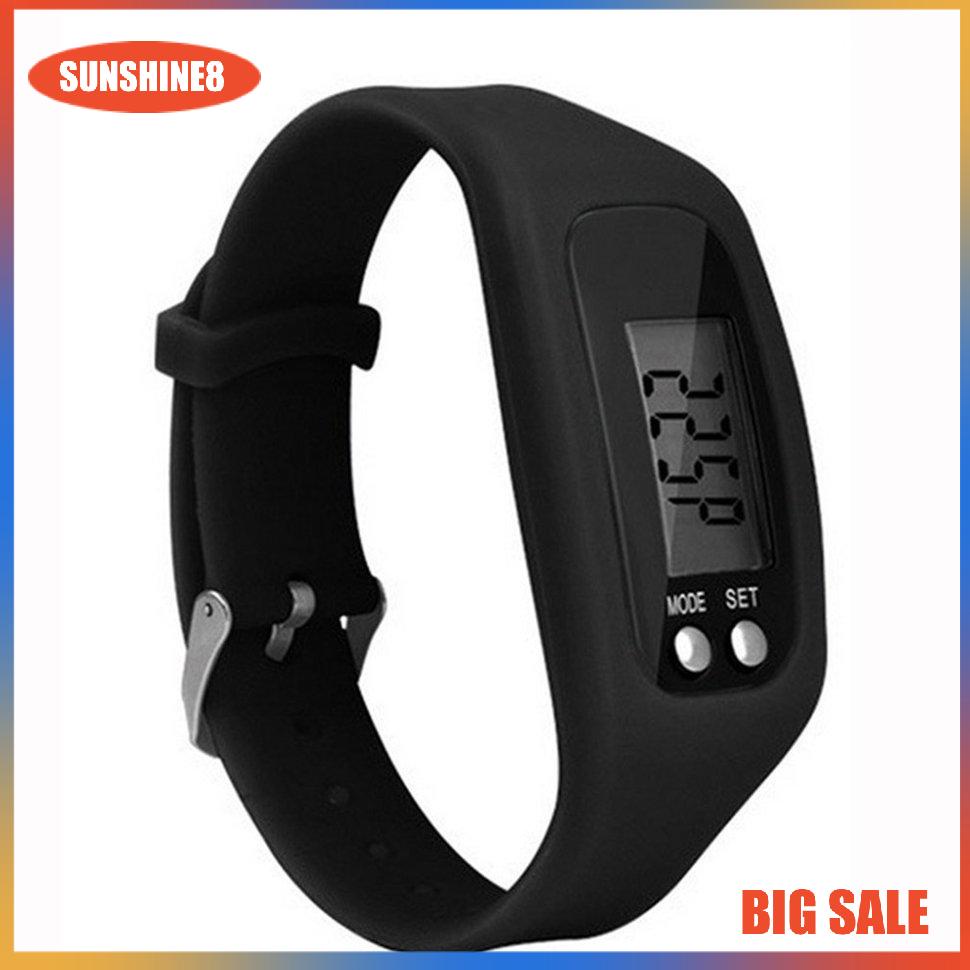 【SUN】Vòng đeo tay thể thao Đồng hồ đeo tay màn hình LCD kỹ thuật số Bước chạy Bộ đếm calo theo bước Vòng đeo tay