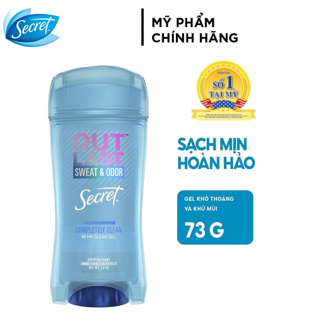 Lăn khử mùi dạng gel Secret Outlast Sweat & Odor Completely Clean 73g