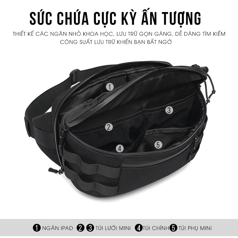 Túi đeo hông /đeo chéo công suất lớn dành cho biker – Ozuko 9340