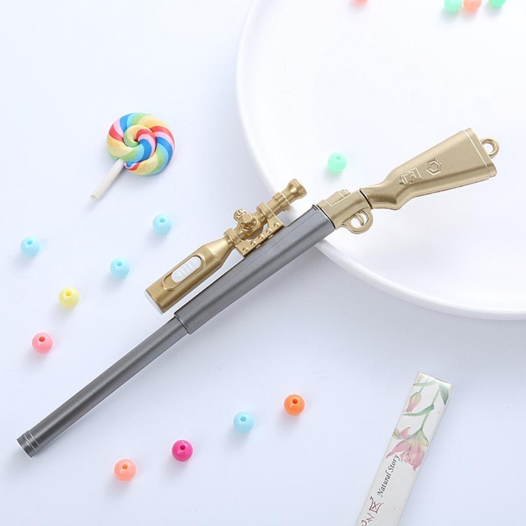 Bút Bi Mực Gel Cute EDUSKY Cây Viết Súng Bắn Tỉa Sáng Tạo Có Đèn Pin Chiếu Sáng Khi Viết Trong Tối