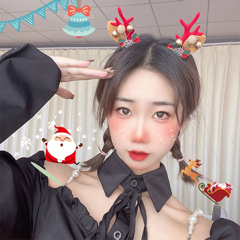 Kẹp tóc hình sừng tuần lộc giáng sinh dễ thương