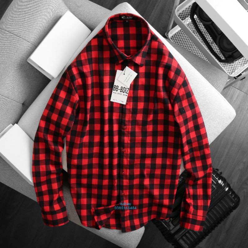 Áo sơ mi nam tay dài sọc caro bigsize