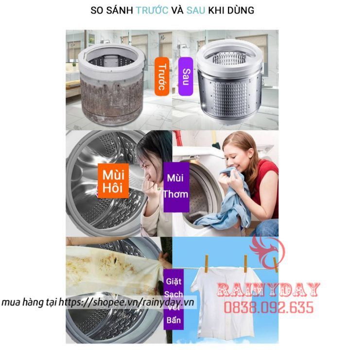 Hộp 12 viên tẩy rửa vệ sinh lồng máy giặt khử mùi máy giặt cửa trước ngang trên đứng tại nhà