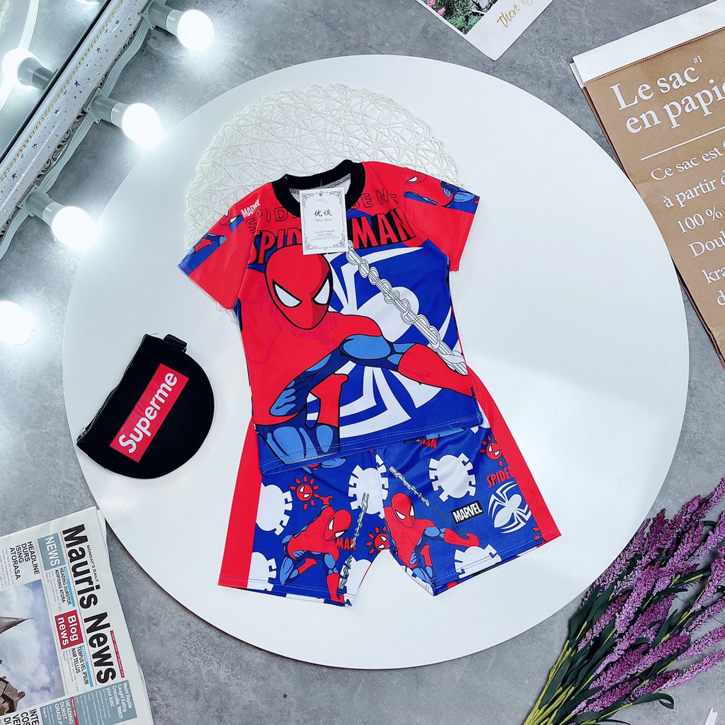 Bộ quần áo cotton thun lạnh 4c in 3D cho bé từ 8-20kg