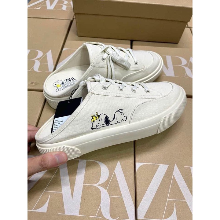 Giày sục nữ Zara Snoopy đạp gót thể thao sneaker đế mềm dễ phối đồ