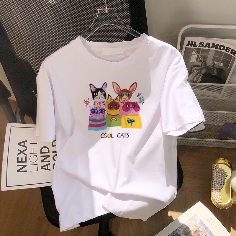 Áo Thun 100% Cotton Tay Ngắn Cổ Tròn In Chữ Thoải Mái Dễ Phối Đồ Cho Bé Gái