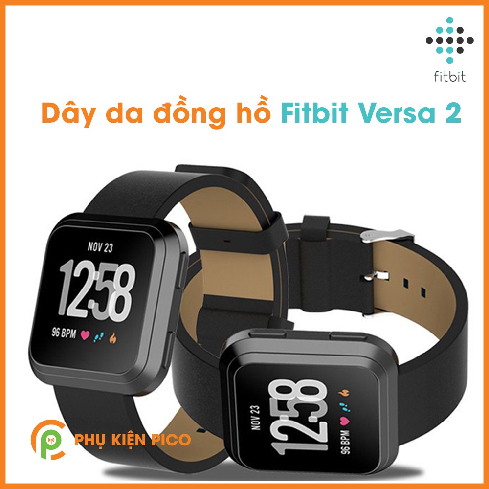 Dây da đồng hồ Fitbit Versa 2 da bò cao cấp