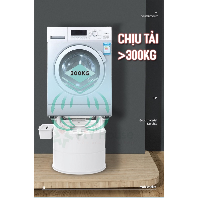 Bồn cầu di động cho người già, bà bầu , người bệnh tiện lợi PTY HOUSE chất liệu nhựa abs cao cấp có tay vịn đệm tựa lưng