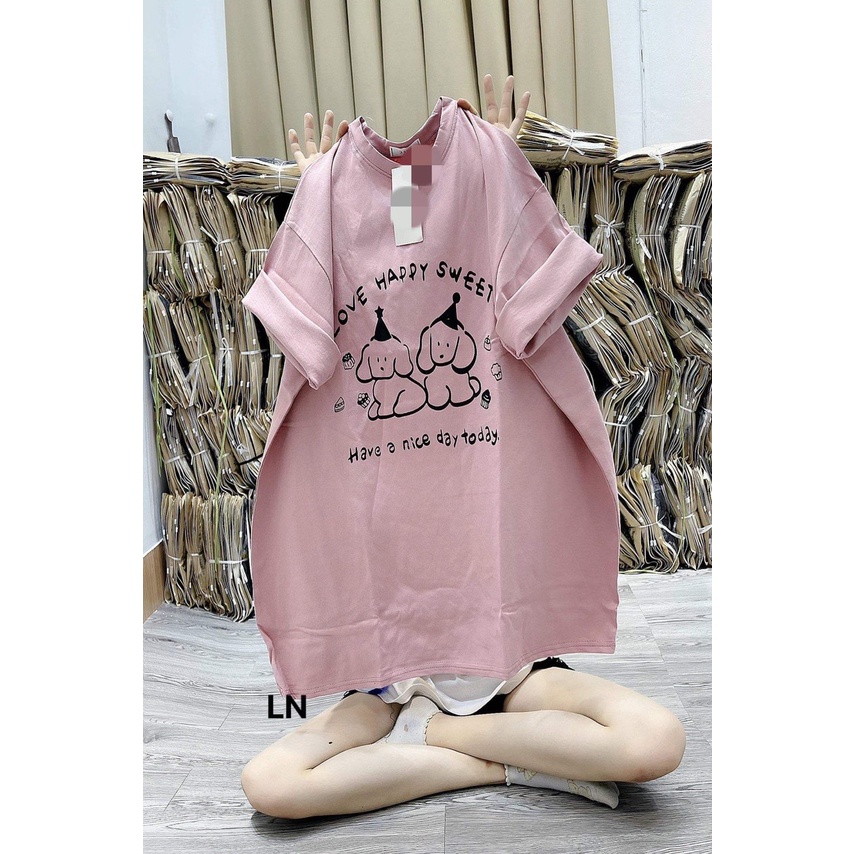 Áo phông 2 con chó form thụng-3L5N