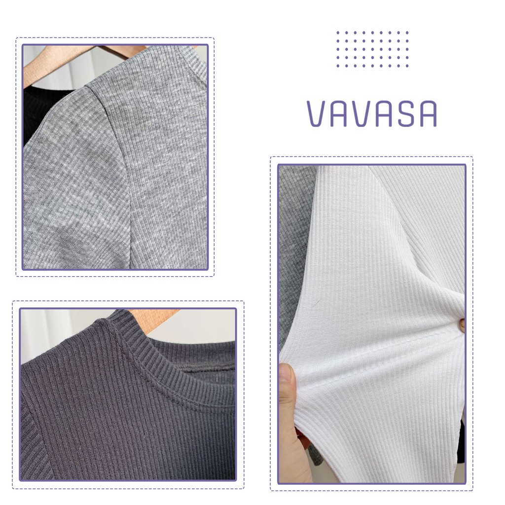Áo croptop nữ tay dài kiểu ôm 2 dây trơn cổ tròn bigsize thun body VAVASA CT10 | BigBuy360 - bigbuy360.vn