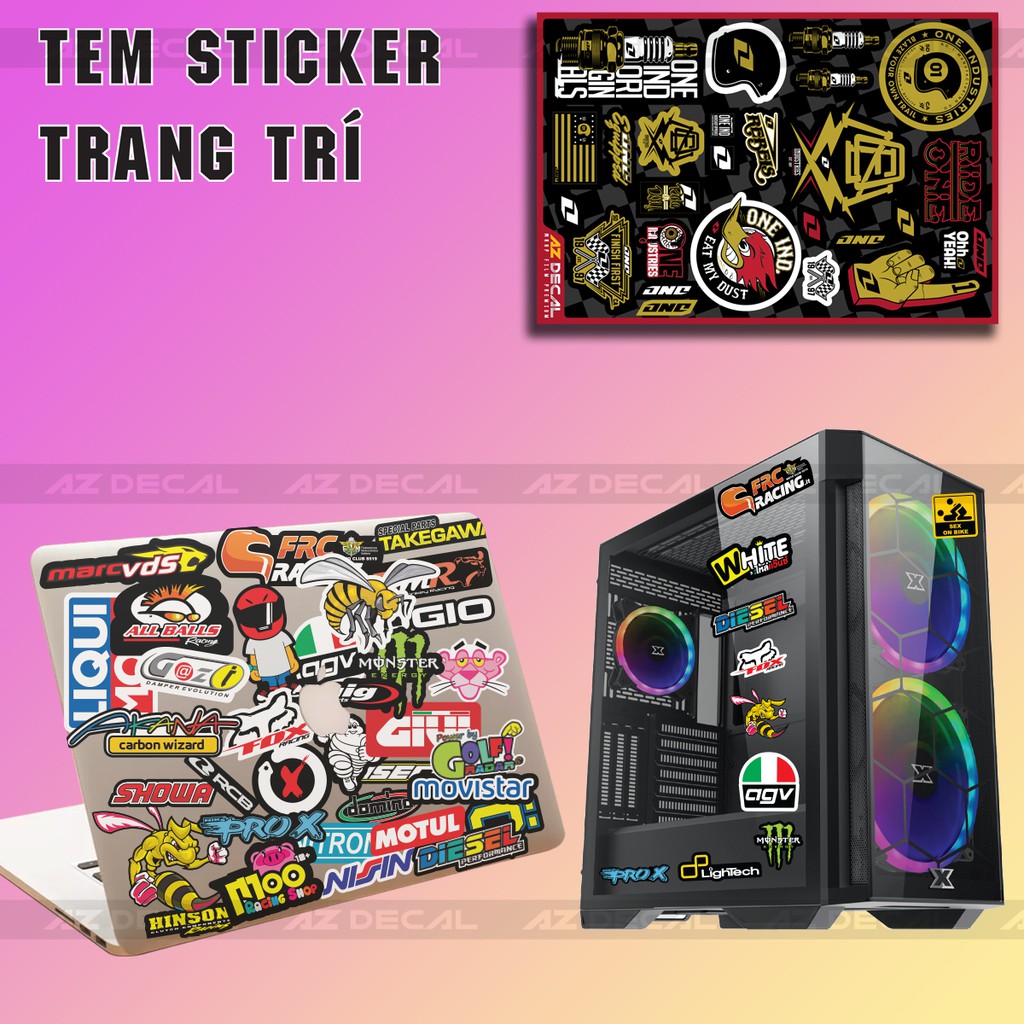 [Set A4] Sticker Dán Xe Chủ Đề Ride One | Trang Trí Xe Máy, Xe Điện, Nón Bảo Hiểm, Laptop, Điện Thoại