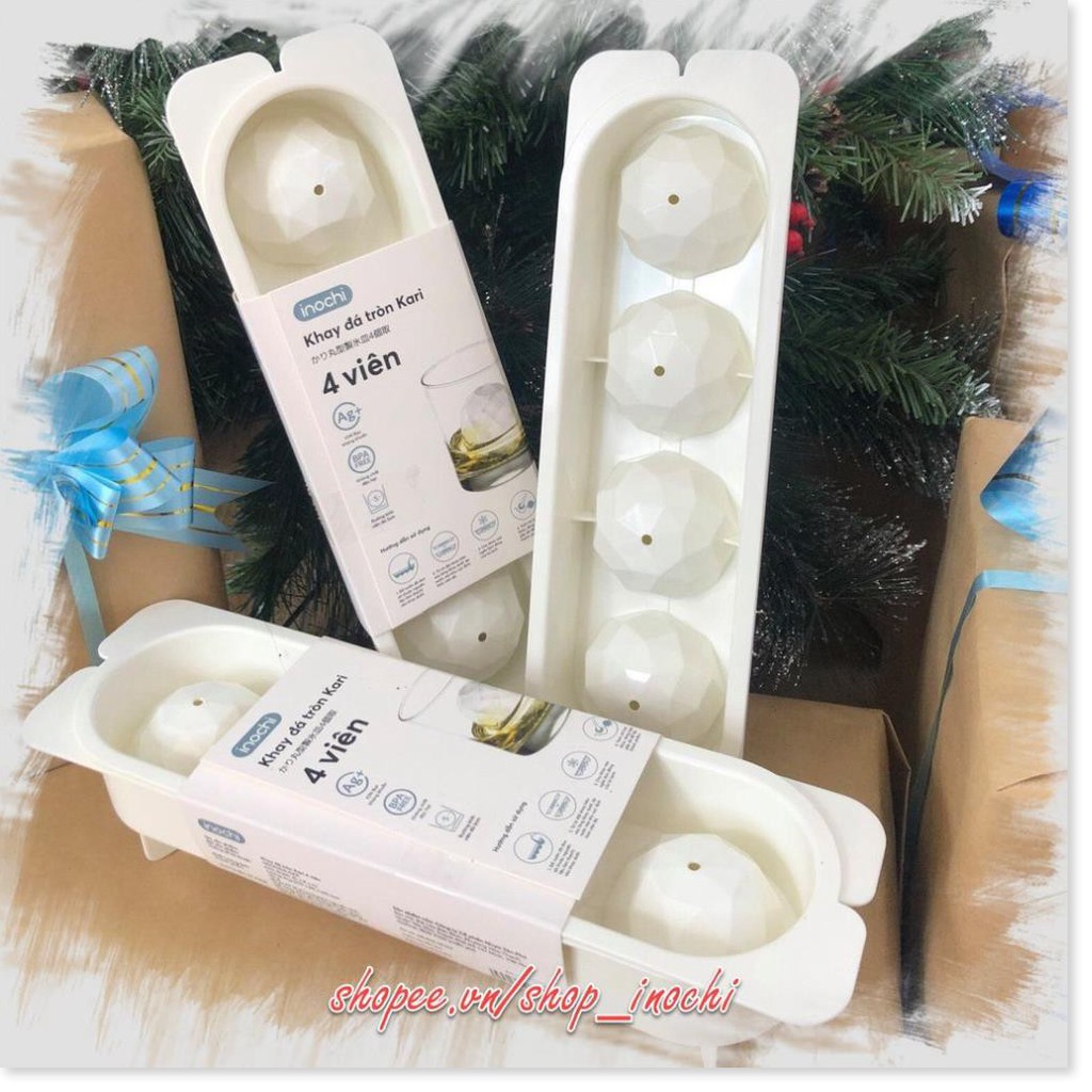 Khay đá tròn 4 viên - vỉ làm đá bi tủ lạnh kari inochi tủ lạnh viên bi chính hãng KDT01