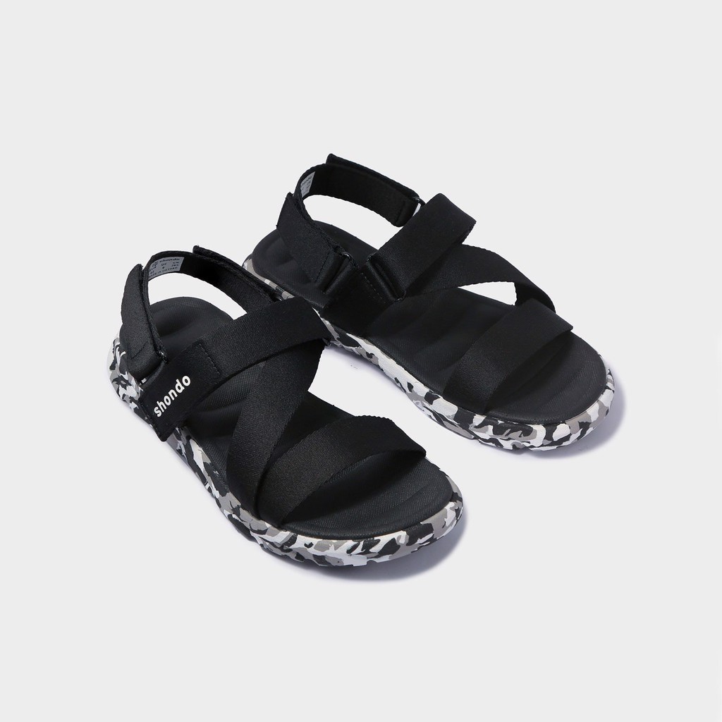 [Mua Kèm Áo Thun 0Đ] Giày Sandals SHONDO F6 Sport Chính Hãng - F6S501 Màu Đen Đế Camo