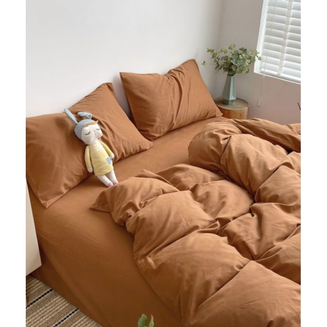 Bộ vỏ chăn ga gối cotton TC notag ( cotton đũi 2022). Chăn ga phong cách Hàn Quốc shopquycgg