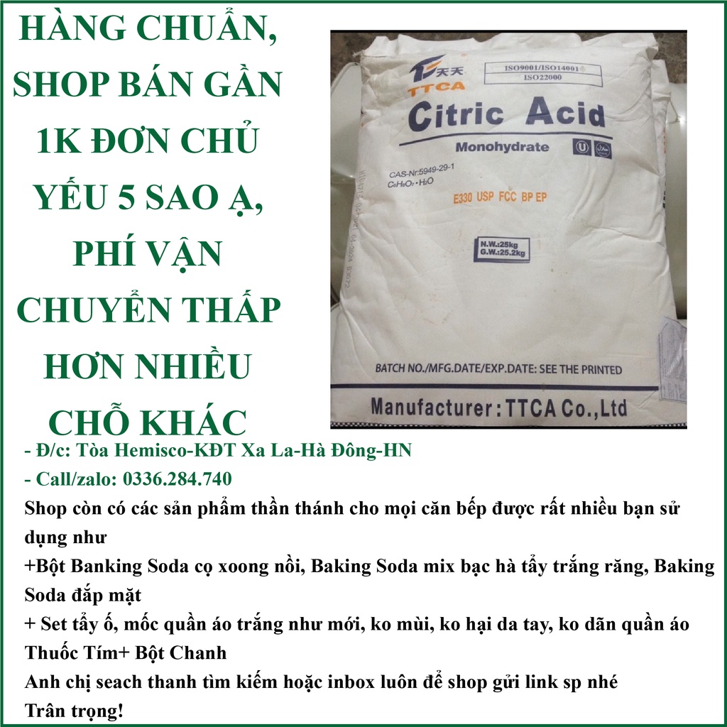 1kg Axit Chanh, Acid Chanh, acid Citric, Axít Citric, bột tạo chua