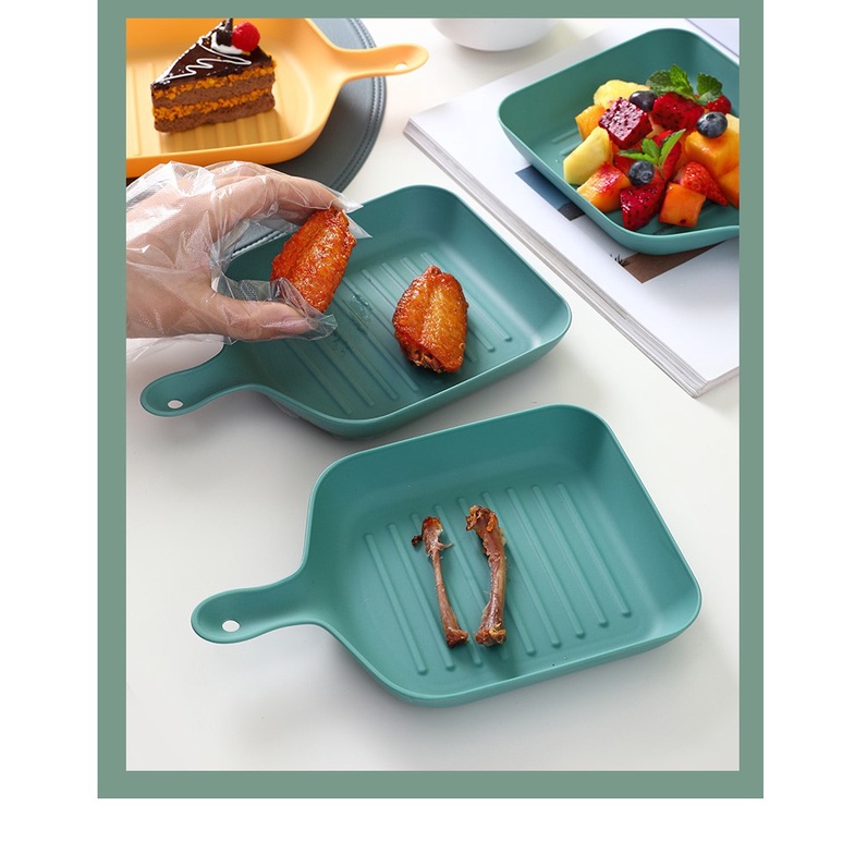 Đĩa Đựng Thức Ăn, Trái Cây, Bánh Kẹo Hình Chảo Có Tay Cầm