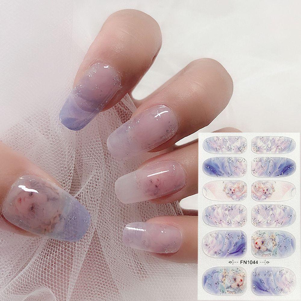 QQMALL Miếng Dán Móng Tay Tự Dính Nhiều Màu Sắc Chống Nước Họa Tiết Hoạt Hình