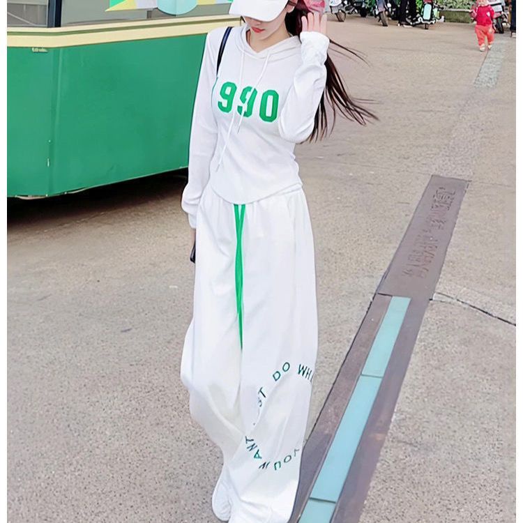 Set Áo Hoodies Có Nón Dài Tay + Quần Dài Thể Thao Thời Trang Hàn Cho Nữ