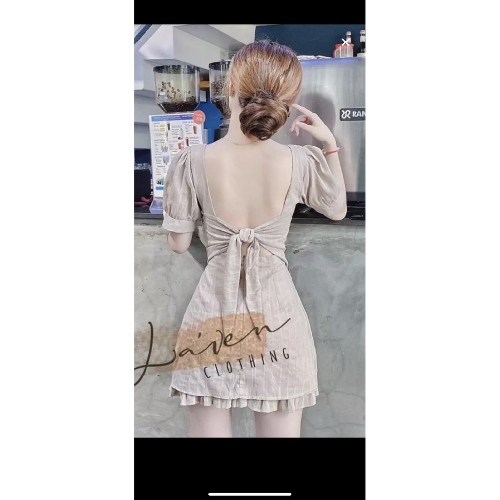 Đầm Ôm Cổ Chử U Cột Nơ Sau (Kèm Mút Ngực) MẪU HOT 2020 | BigBuy360 - bigbuy360.vn