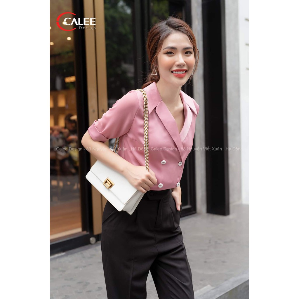 Quần Baggy Nữ Dáng Dài Cúc Bọc Vải Công Sở Cao Cấp