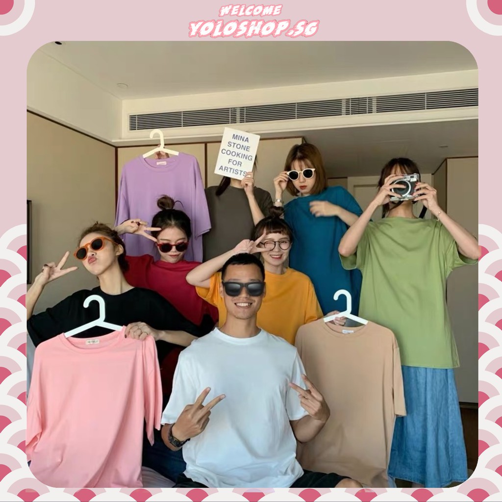 Áo Thun Trơn Basic Tee Tay Lỡ UNISEX Form Rộng Ulzzang