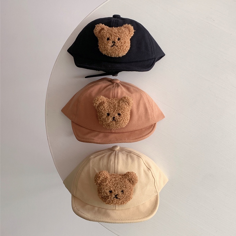 Mũ Lưỡi Trai Cotton Mềm In Hình Gấu Hoạt Hình Phong Cách Hàn Quốc Đi Biển Mùa Hè Cho Bé Trai Bé Gái