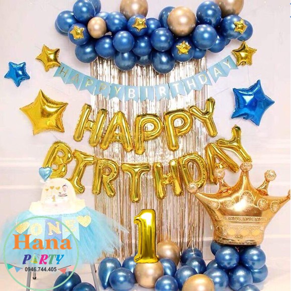 Set Bong bóng trang trí sinh nhật Hoàng Gia phụ kiện trang trí sinh nhật happy birtthday dễ thương sang chảnh