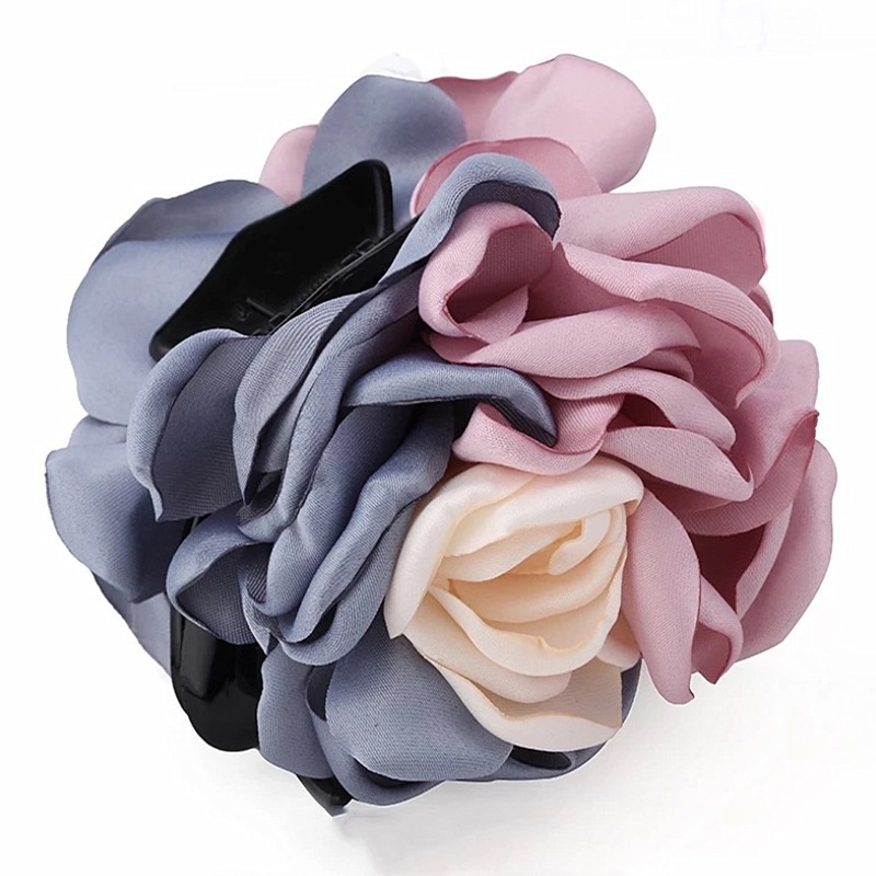 Kẹp Tóc Hoa Hồng Bằng Nhựa Màu Đen Thời Trang Thanh Lịch Dành Cho Nữ