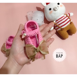 Giày đan len cho bé sơ sinh đến 12 tháng tuổi handmade thủ công Len milk Cotton