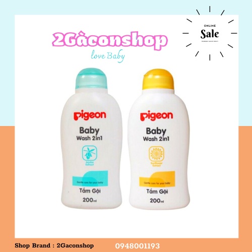 Sữa tắm gội 2 in 1 dùng cho da nhạy cảm Pigeon 200ml