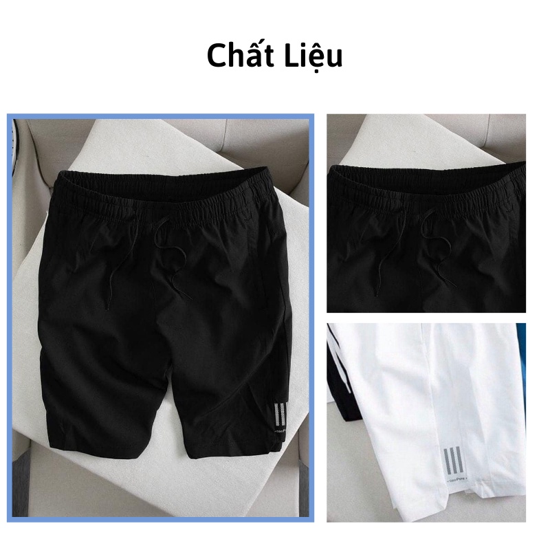 Quần short nam dáng đùi thể thao logo sọc vải dù gió lưng chun Xiaomimi N.001.XCB.2XL